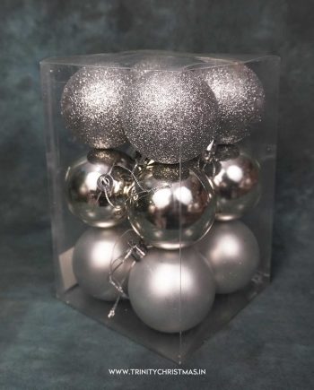 12pcs Classic Christmas Baubles 6cm Silver