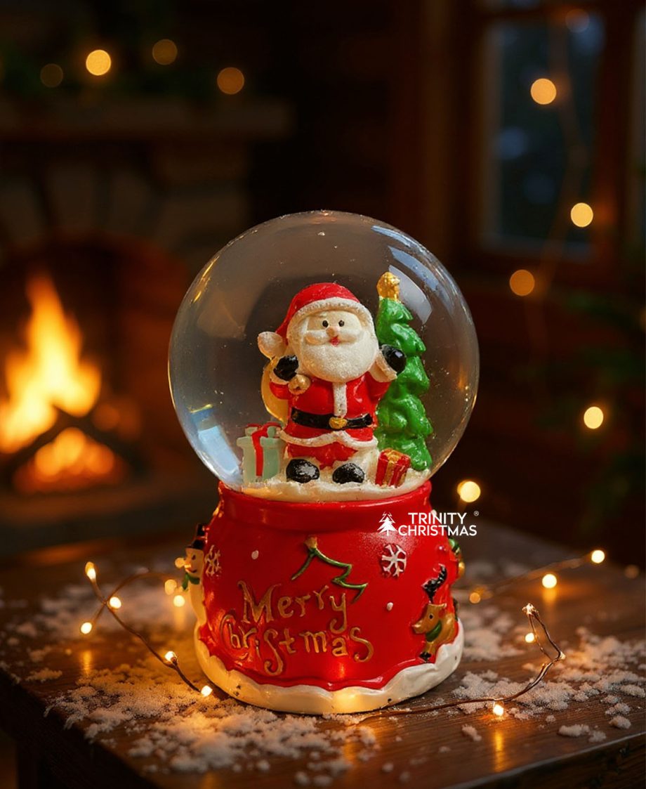 Snow Globe Santa Lantern Small
