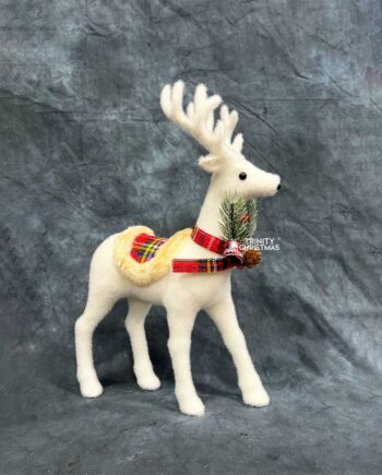 1.5 Feet White Christmas Reindeer Figurine