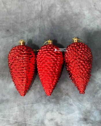 3 pcs Faux Pine Cones Red
