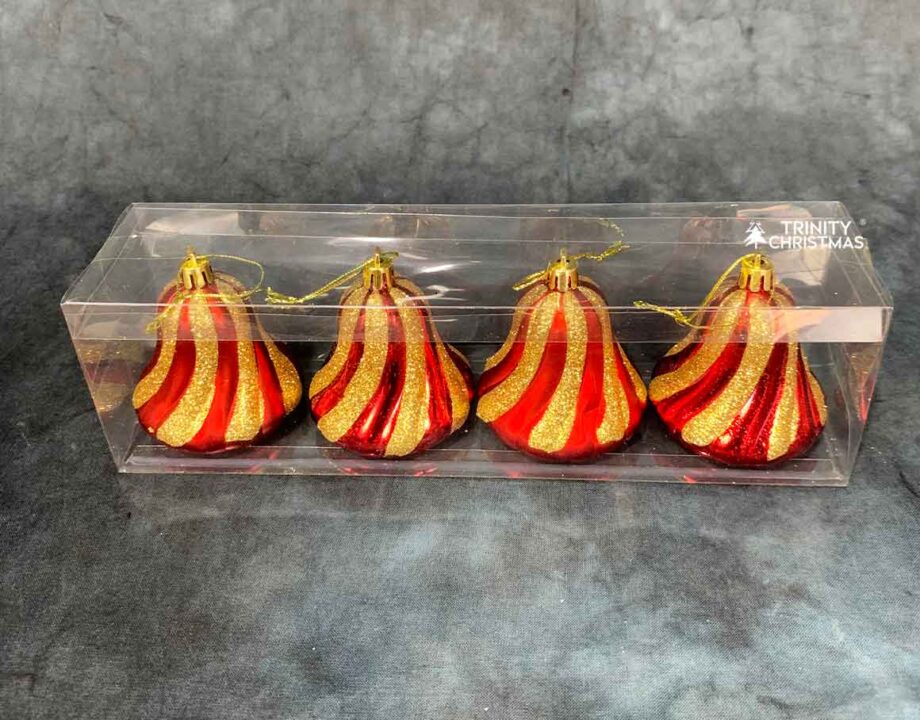 4pcs Red Christmas Bell Ornaments