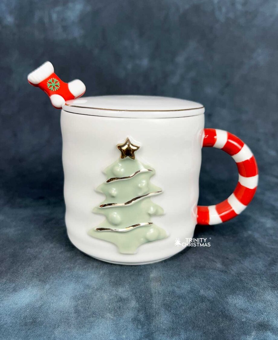 White Christmas Mug with Tree Design