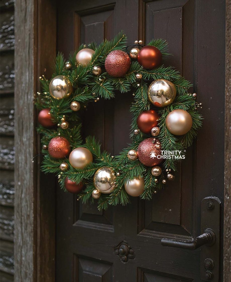 Mocha Magic Brown Bauble Christmas Wreath