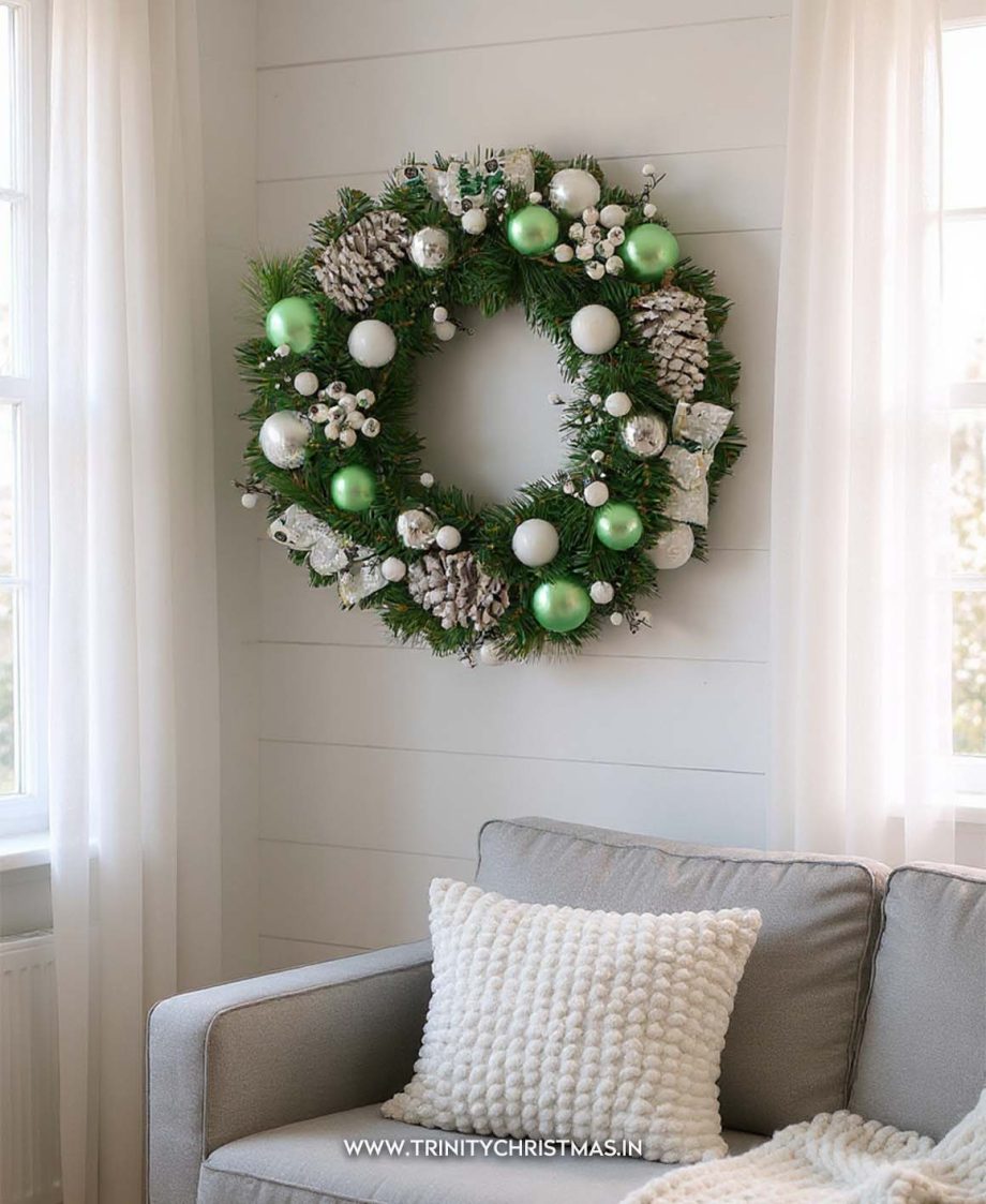 Sagefield Cordless Pastel Green Christmas Wreath