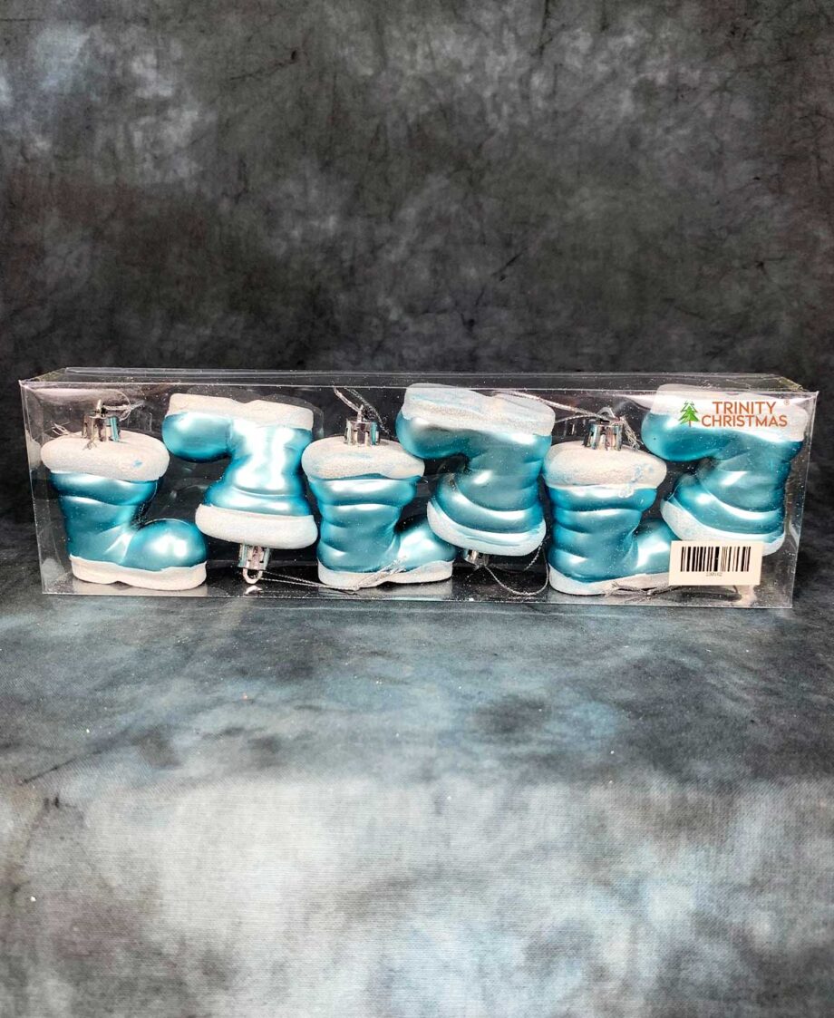 6pcs Blue Santa Boots Ornaments