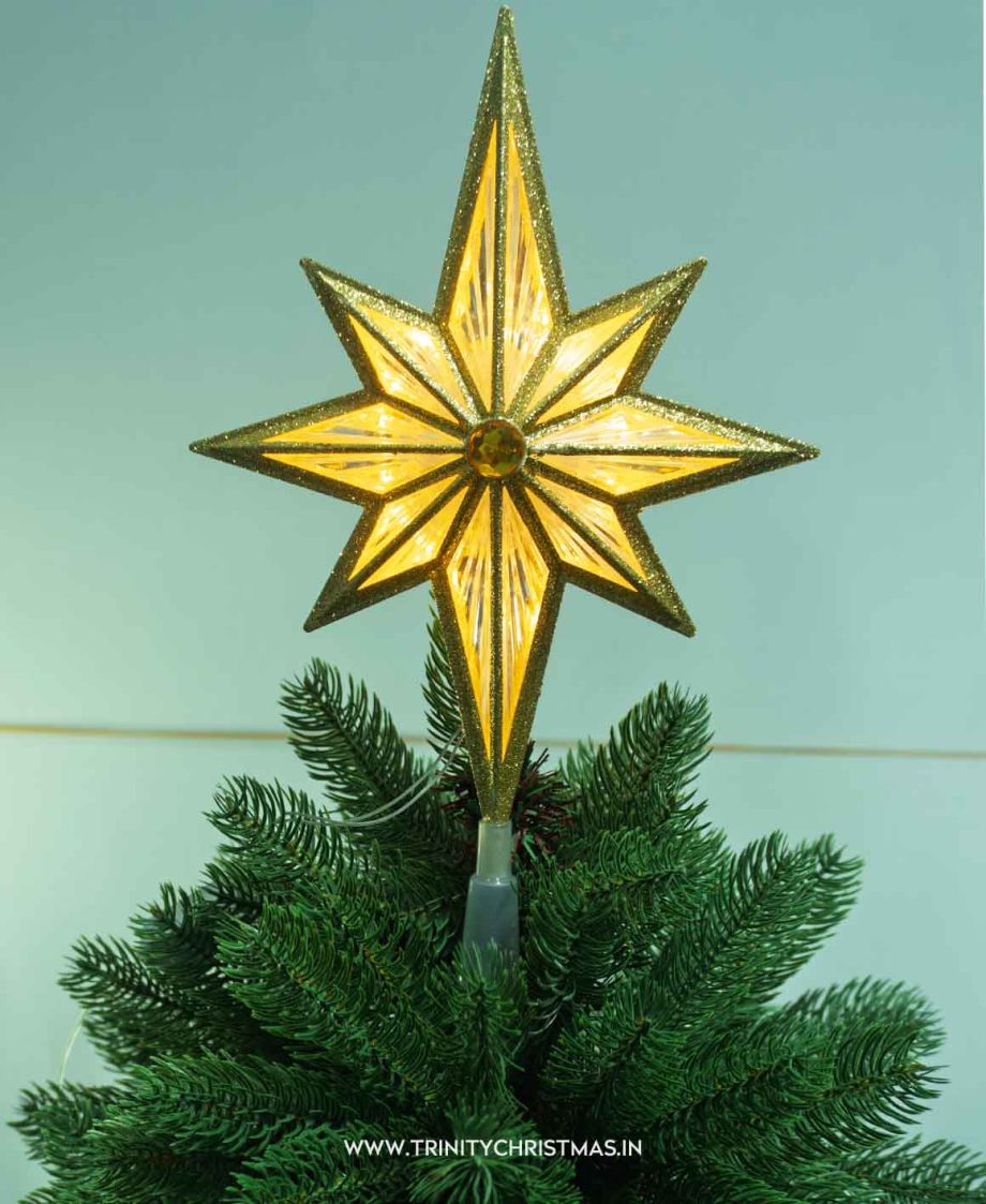 Shimmering Gold Star Christmas Tree Topper