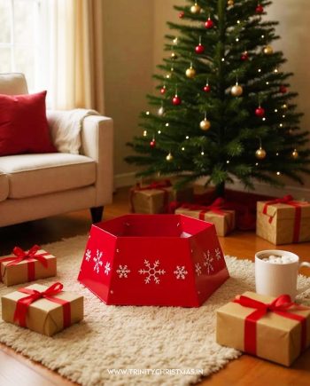 Metal Christmas Tree Collar - Red