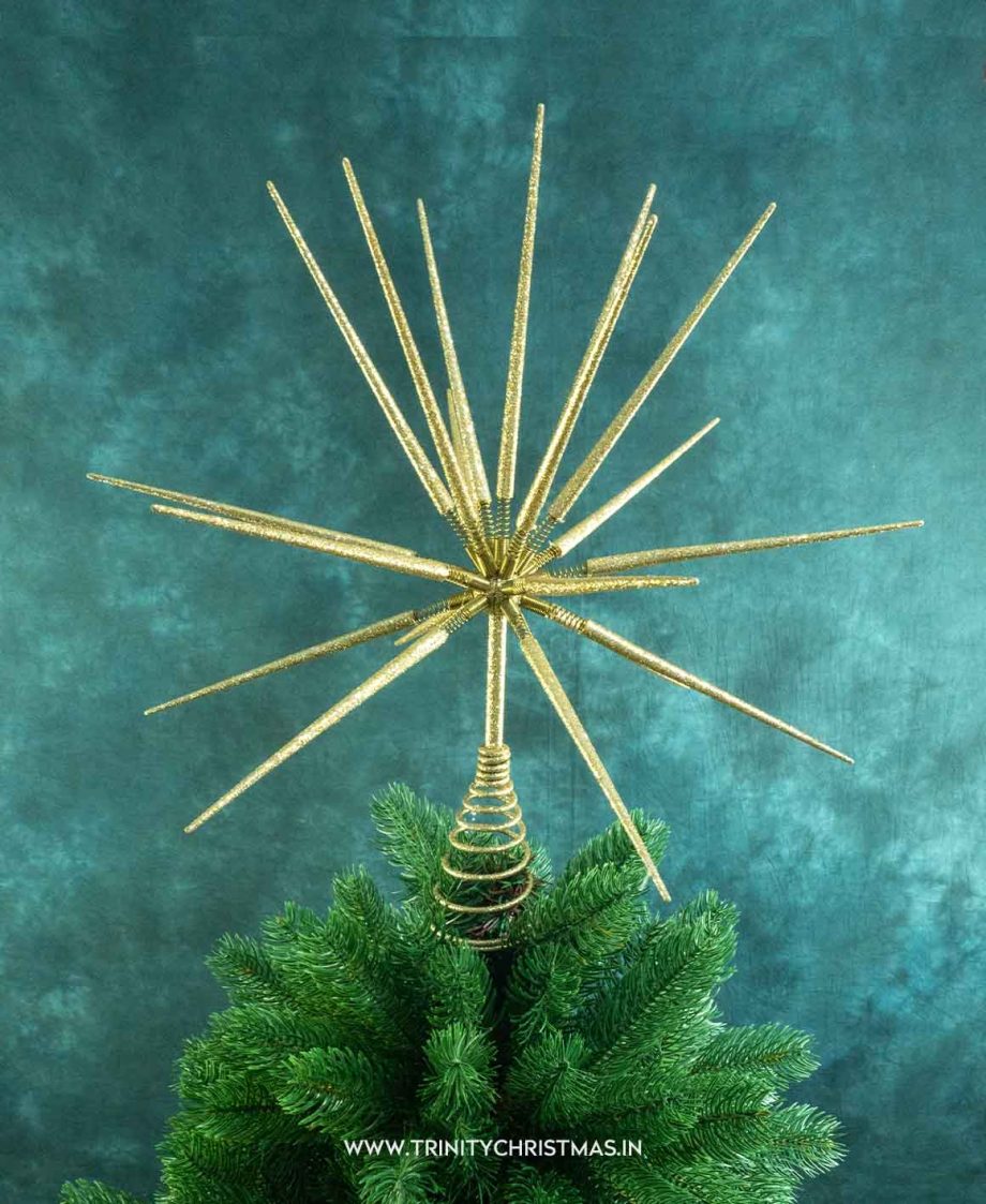 Gold Metal Starburst Christmas Tree Topper