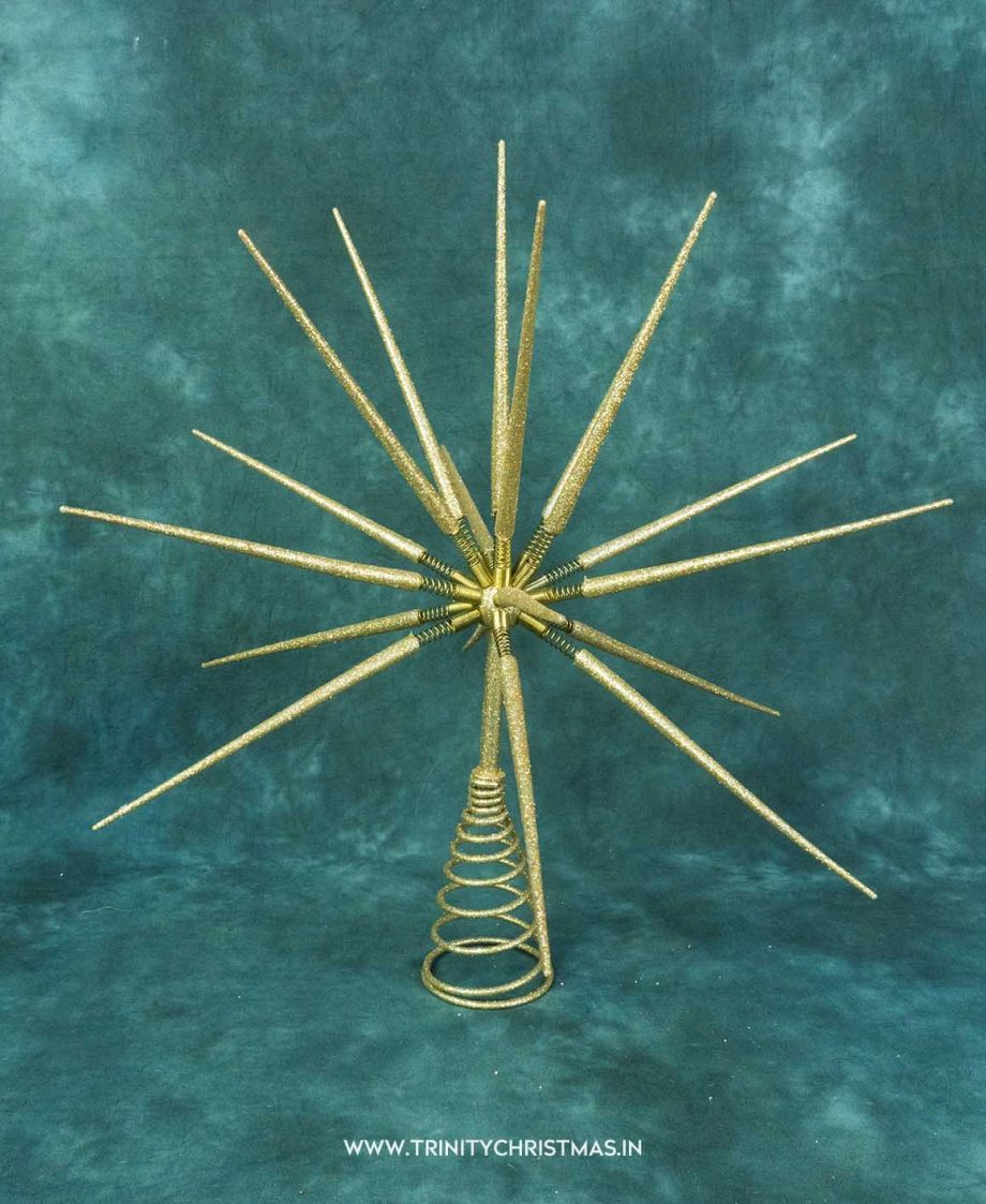 Gold Metal Starburst Christmas Tree Topper