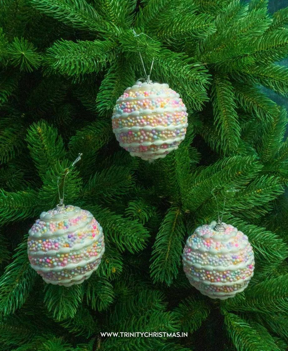 8 cm Sprinkle Christmas Ornament - 3 pcs