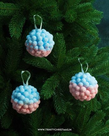 8cm Pink and blue cotton candy baubles - 3pcs