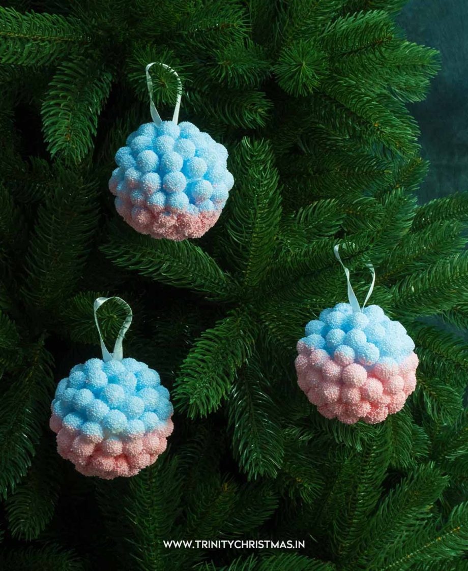 8cm Pink and blue cotton candy baubles - 3pcs