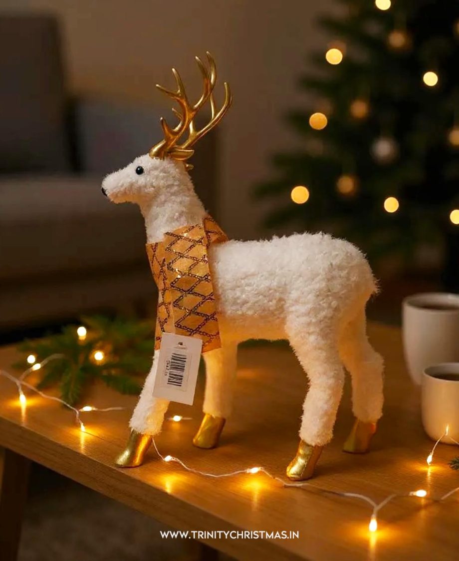 White Reindeer with Gold Horn