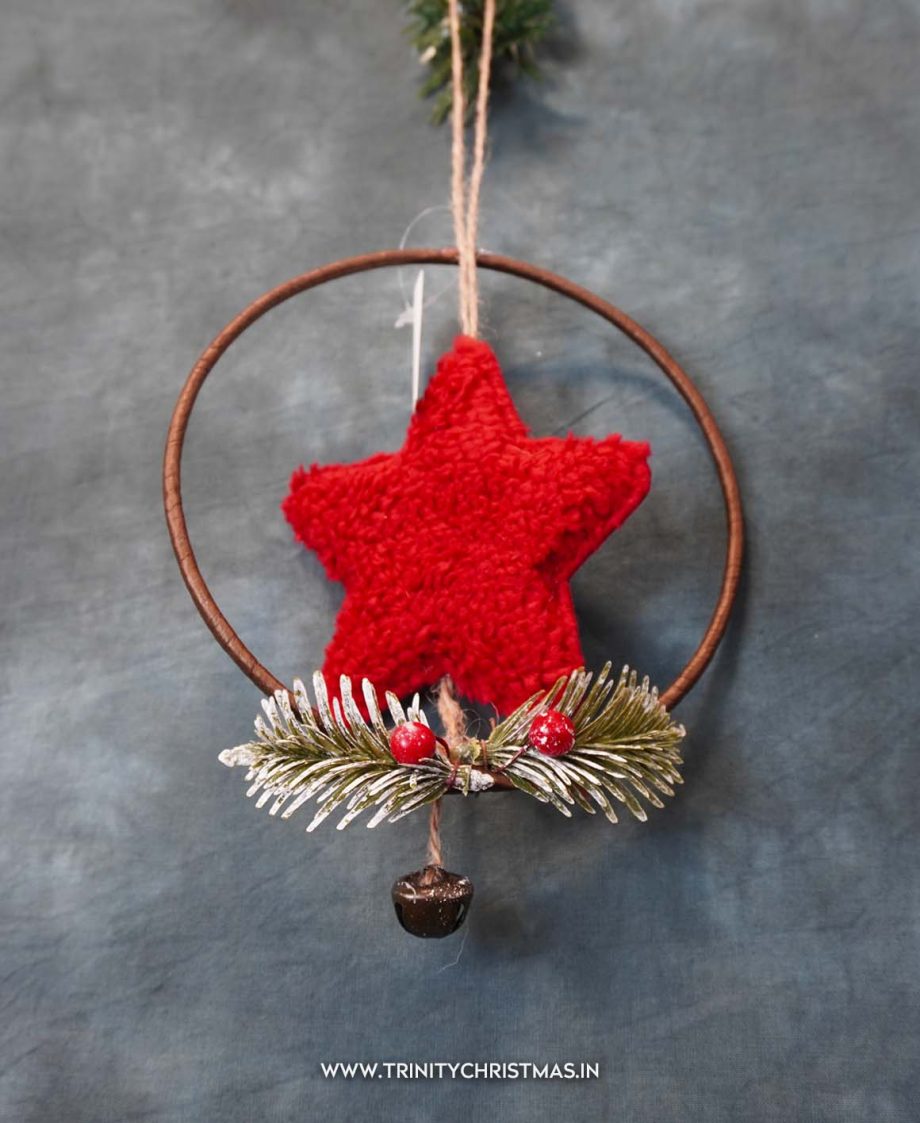 Soft Red Star Hoop Ornament
