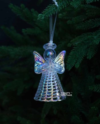 a glass angel ornament from a tree. Celestial Angel Ornament