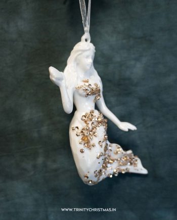 Seashell Siren Mermaid Ornament White 12x7.5CM