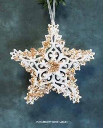 Pure White Gold Dust Star Ornament 12.5x10.5CM