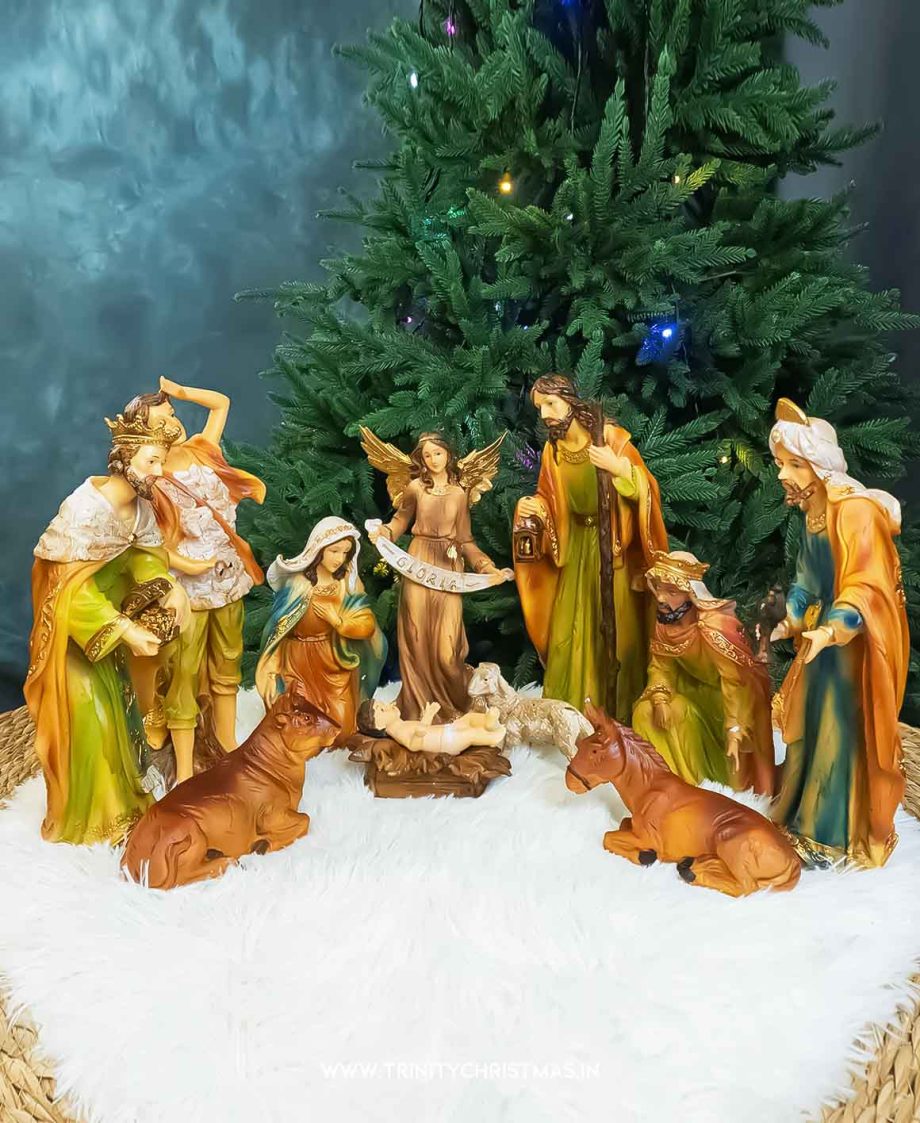 Traditional Christmas Crib Set 11pcs 12 Inch Multi